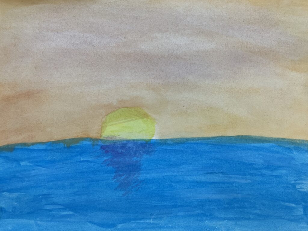 tecknad solnedgång